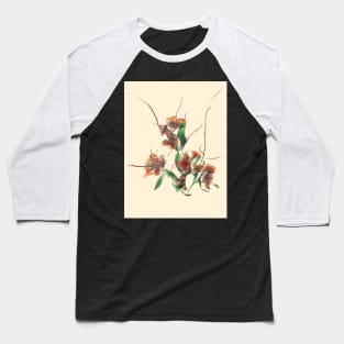 red watercolor and sumiE ink flowers Baseball T-Shirt